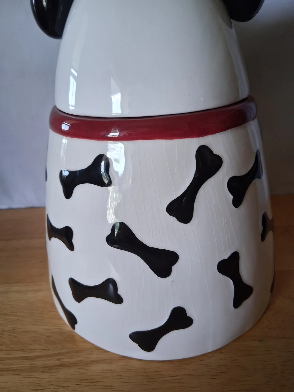 Ceramic Dog Treat Jar with Red Bow - White & Black